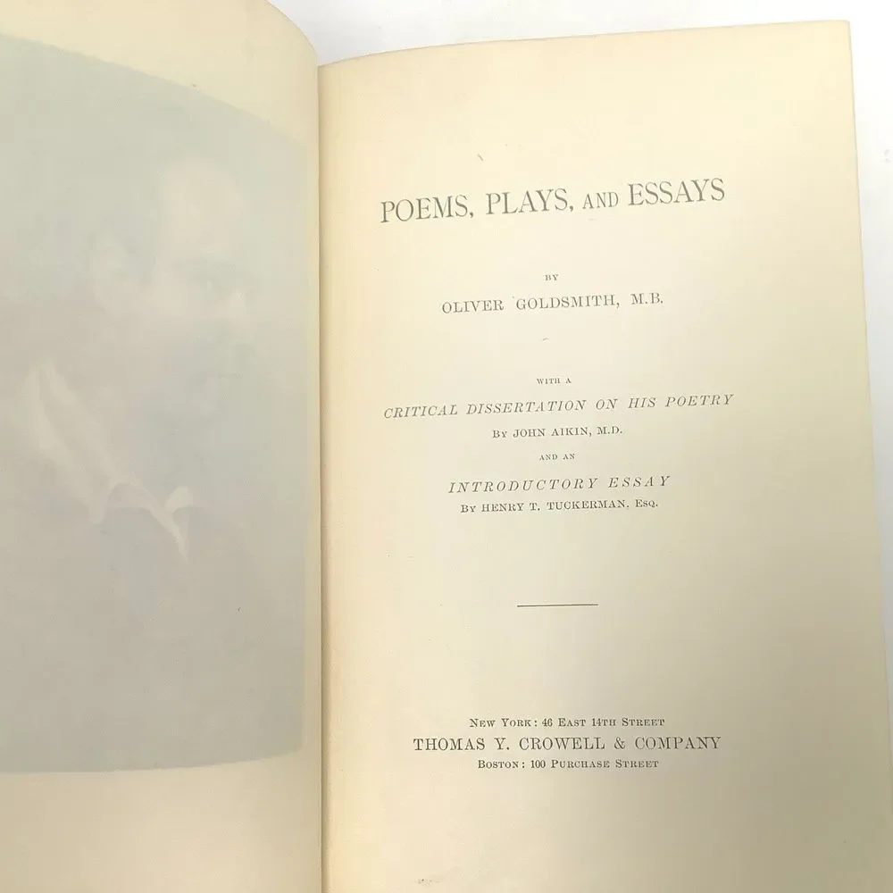 Poems Plays & Essays Goldsmith's Poetical Works T.Y. Crowell‎ New York Red HC